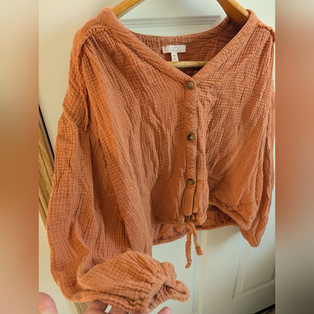 Como Vintage Rust Button-Up Blouse